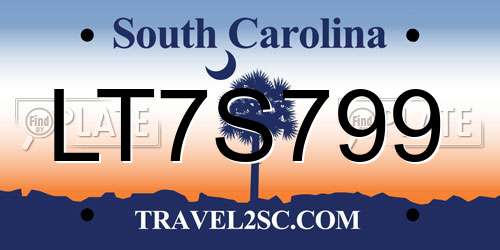 LT7S799 South Carolina License Plate