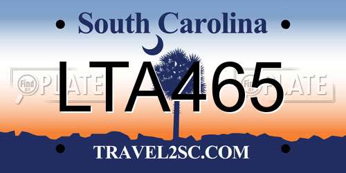LTA465 South Carolina License Plate