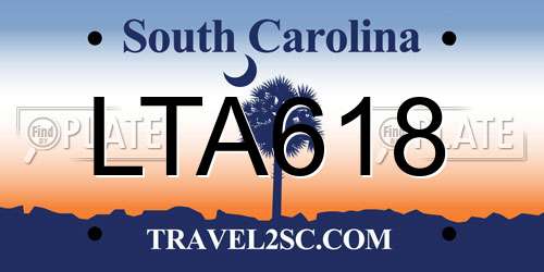LTA618 South Carolina License Plate
