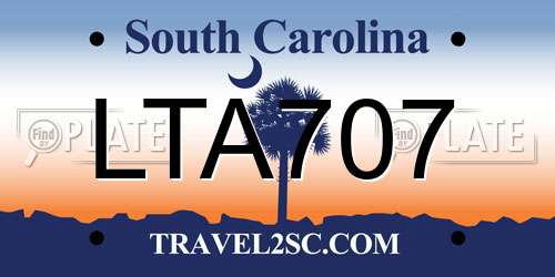 LTA707 South Carolina License Plate