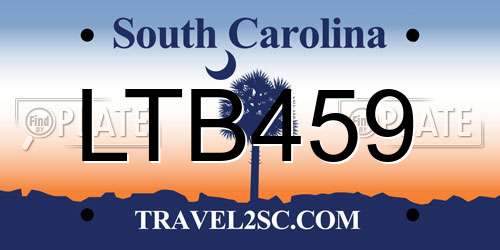 LTB459 South Carolina License Plate