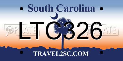 LTC326 South Carolina License Plate
