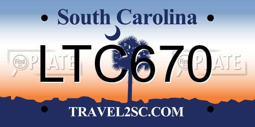 LTC670 South Carolina License Plate