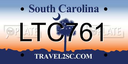 LTC761 South Carolina License Plate