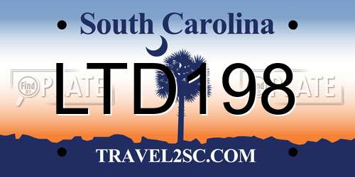 LTD198 South Carolina License Plate