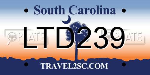 LTD239 South Carolina License Plate