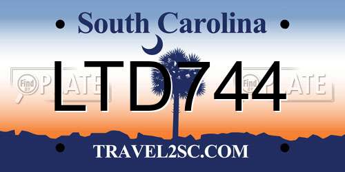 LTD744 South Carolina License Plate