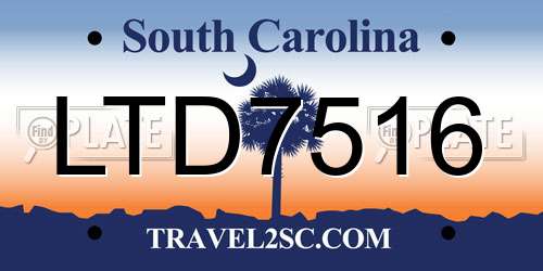 LTD7516 South Carolina License Plate