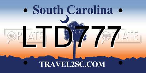 LTD777 South Carolina License Plate