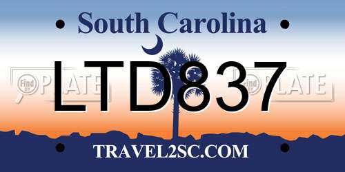 LTD837 South Carolina License Plate