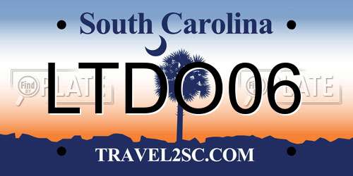 LTDO06 South Carolina License Plate