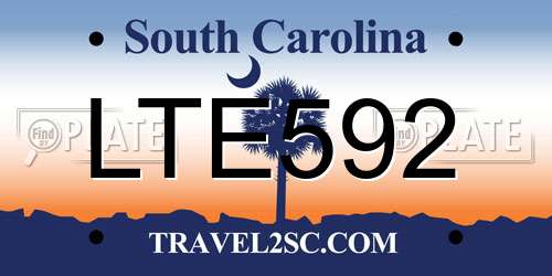 LTE592 South Carolina License Plate