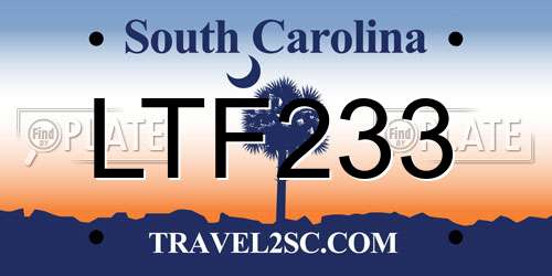 LTF233 South Carolina License Plate