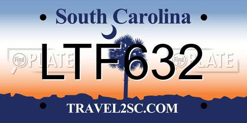 LTF632 South Carolina License Plate