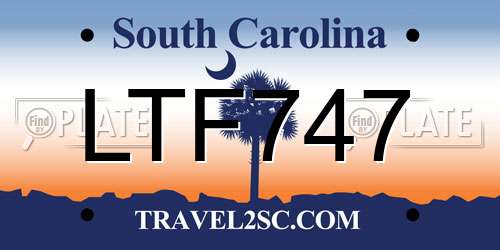 LTF747 South Carolina License Plate