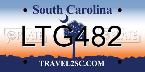 LTG482 South Carolina License Plate