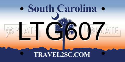 LTG607 South Carolina License Plate