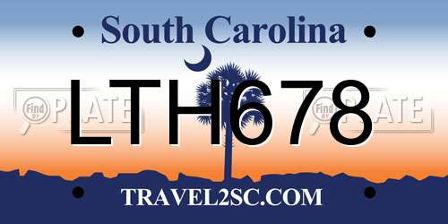 LTH678 South Carolina License Plate