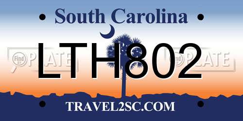LTH802 South Carolina License Plate