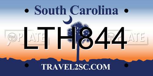LTH844 South Carolina License Plate
