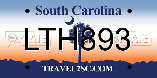 LTH893 South Carolina License Plate