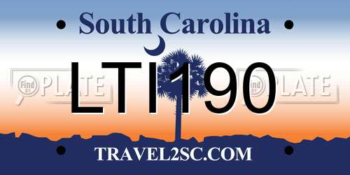 LTI190 South Carolina License Plate