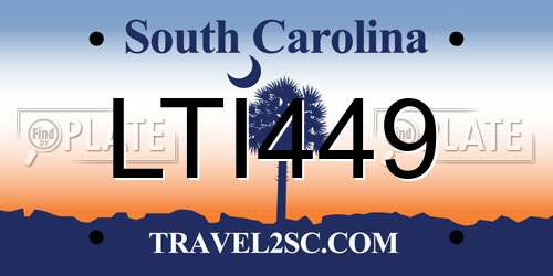 LTI449 South Carolina License Plate