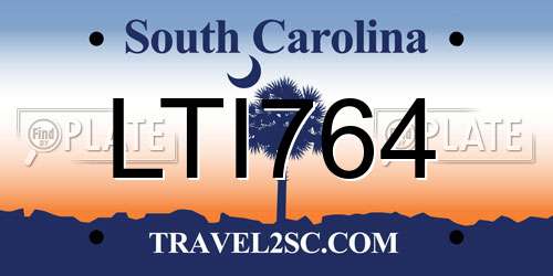 LTI764 South Carolina License Plate