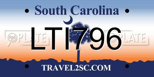 LTI796 South Carolina License Plate