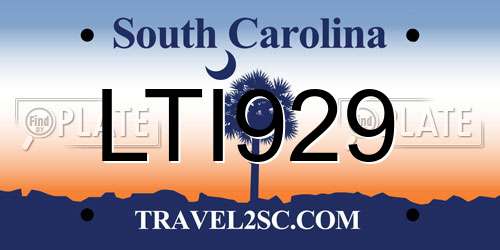 LTI929 South Carolina License Plate