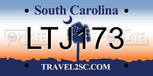 LTJ173 South Carolina License Plate