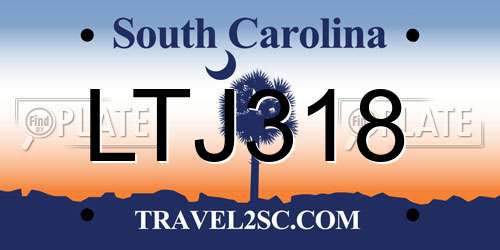 LTJ318 South Carolina License Plate