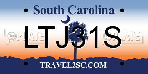 LTJ31S South Carolina License Plate