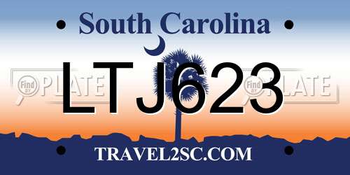 LTJ623 South Carolina License Plate