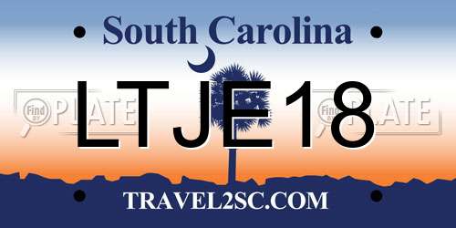 LTJE18 South Carolina License Plate