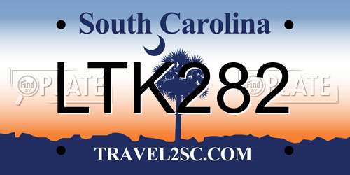 LTK282 South Carolina License Plate