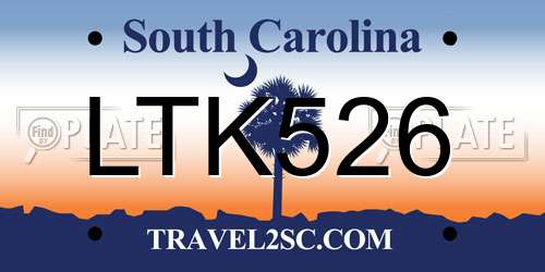 LTK526 South Carolina License Plate
