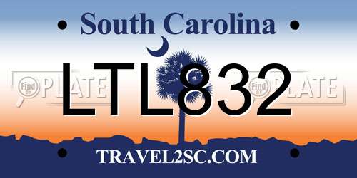 LTL832 South Carolina License Plate