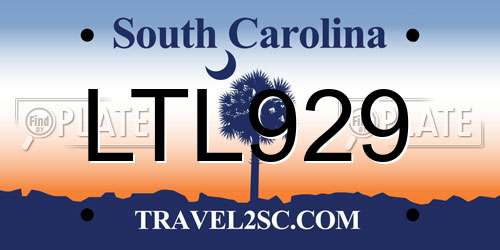 LTL929 South Carolina License Plate