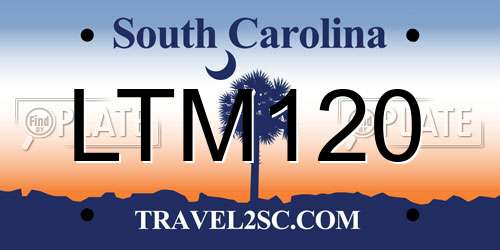 LTM120 South Carolina License Plate