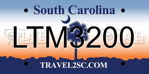 LTM3200 South Carolina License Plate