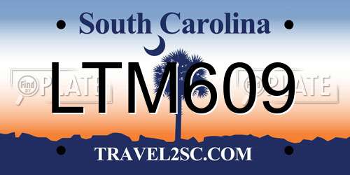 LTM609 South Carolina License Plate