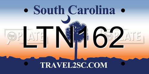 LTN162 South Carolina License Plate