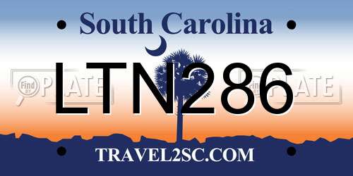 LTN286 South Carolina License Plate
