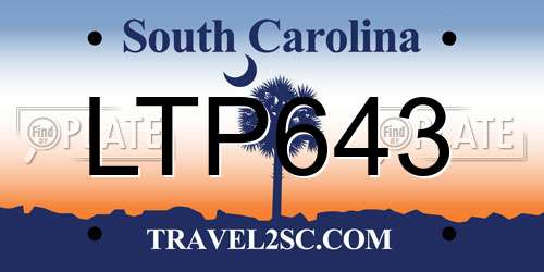 LTP643 South Carolina License Plate