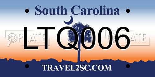 LTQ006 South Carolina License Plate