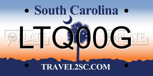 LTQ00G South Carolina License Plate