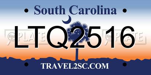 LTQ2516 South Carolina License Plate