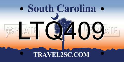 LTQ409 South Carolina License Plate