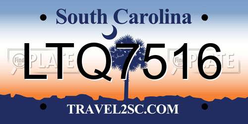 LTQ7516 South Carolina License Plate